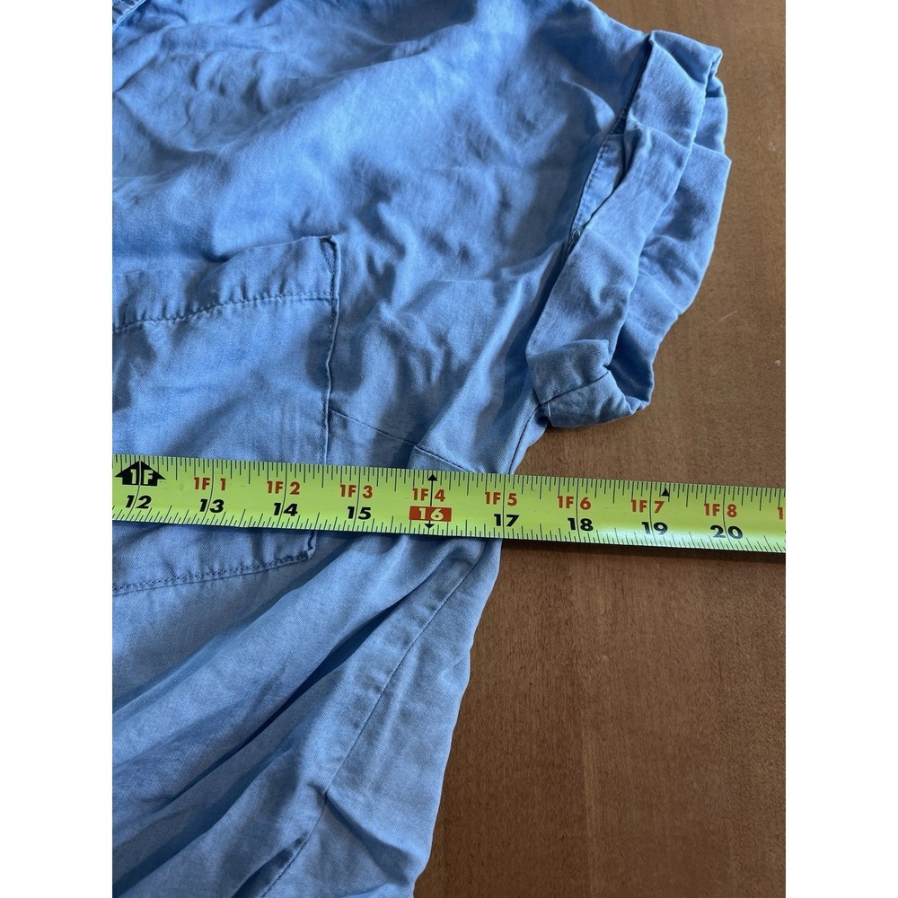 Love Tree Cute Tie Front CROP Top Shirt Short Sleeve Button Front Blue Medium - Picture 6 of 8